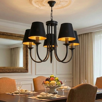 Abat-jour pince flamme en coton noir et or