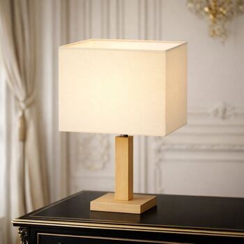 Abat-jour carré en coton beige clair