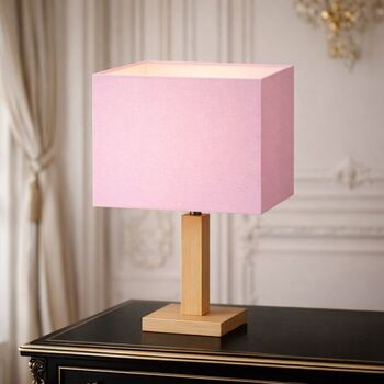 Abat-jour carré en coton rose pâle