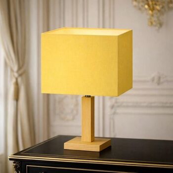 Abat-jour déco carré en coton jaune pâle