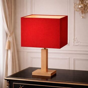 Abat-jour carré en coton rouge