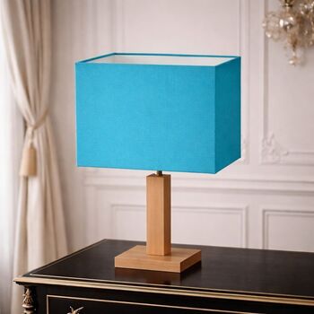 Abat-jour carré en coton turquoise