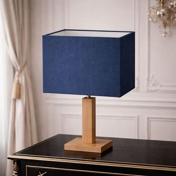 Abat-jour déco carré en coton bleu