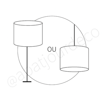 Abat-jour rond coton blanc bordure chocolat