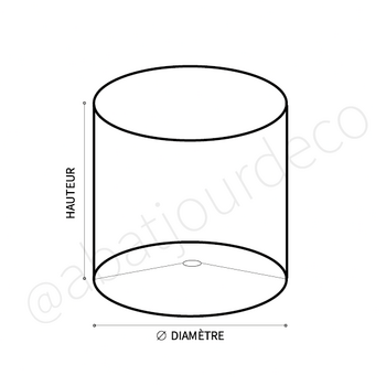 Abat-jour rond coton blanc bordure moutarde