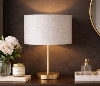 Abat-jour rond en lin blanc