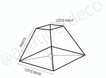 Abat-jour carré pyramide coton blanc bordure gris ardoise