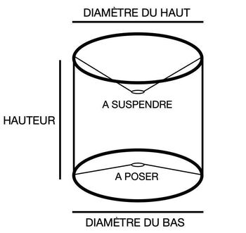 Abat-jour rond en lin blanc bordure noire