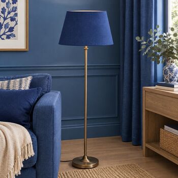 Abat-jour conique moderne en coton bleu foncé