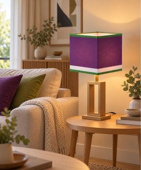 Abat-Jour Carré Violet Aubergine, Blanc et Vert | Design Chic