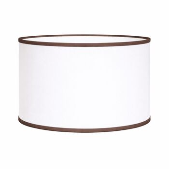 Abat-jour rond coton blanc bordure chocolat