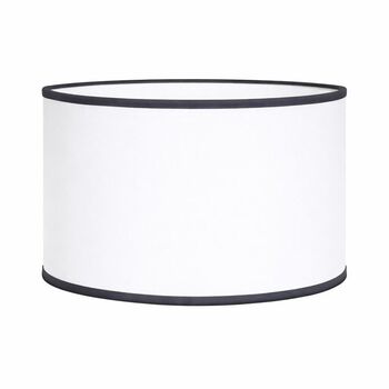 Abat-jour rond coton blanc bordure gris ardoise