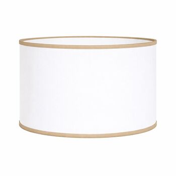 Abat-jour rond coton blanc bordure ficelle