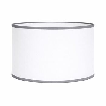 Abat-jour rond coton blanc bordure gris souris