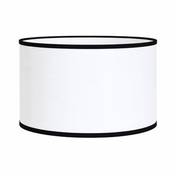 Abat-jour rond coton blanc bordure noir
