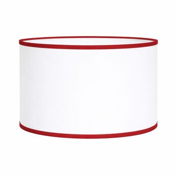 Abat-jour rond coton blanc bordure rouge
