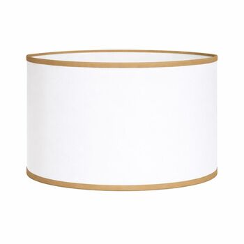 Abat-jour rond coton blanc bordure sable