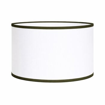 Abat-jour rond coton blanc bordure vert kaki