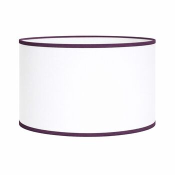 Abat-jour rond coton blanc bordure aubergine
