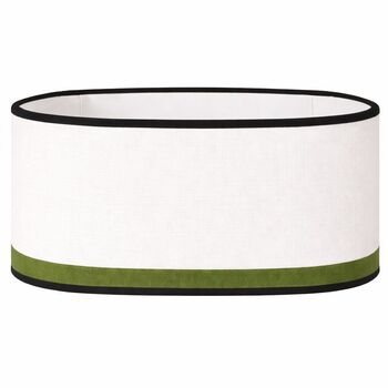 Abat-jour ovale bordure noire et vert olive 25 cm hauteur 18 cm