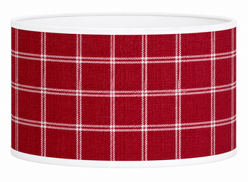 Abat-jour rond en papier tartan rouge bordure blanc