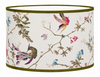 Abat-jour rond en papier oiseaux fleuris