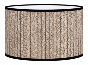Abat-jour rond en papier tressage naturel bordure noir