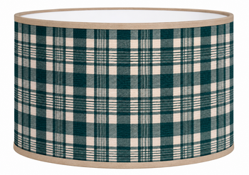Abat-jour rond en papier tartan vert