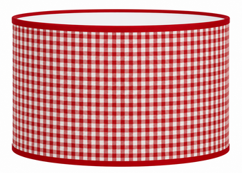 Abat-jour rond motif vichy rouge