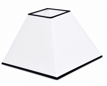 Abat-jour carré pyramide coton blanc bordure noire