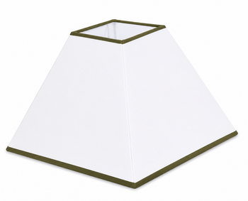 Abat-jour carré pyramide coton blanc bordure olive