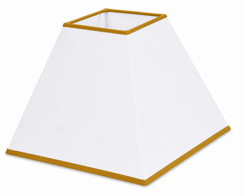 Abat-jour carré pyramide coton blanc bordure moutarde