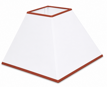 Abat-jour carré pyramide coton blanc bordure terracotta