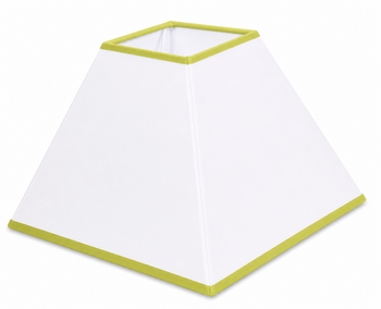 Abat-jour carré pyramide coton blanc bordure vert anis