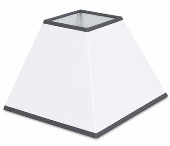 Abat-jour carré pyramide coton blanc bordure gris ardoise