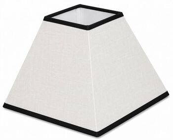 Abat-jour carré pyramide en lin blanc bordure noire