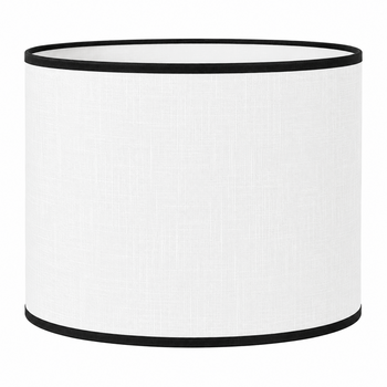 Abat-jour rond en lin blanc bordure noire