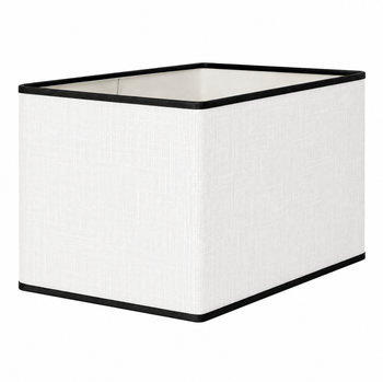 Abat-jour rectangle rond en lin blanc bordure noire