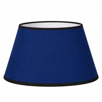 Abat-jour conique moderne en coton bleu foncé bordure noire
