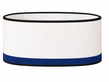 Abat-jour ovale blanc avec bordure bleue et noire