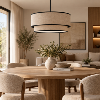Suspension double abat-jour en lin naturel
