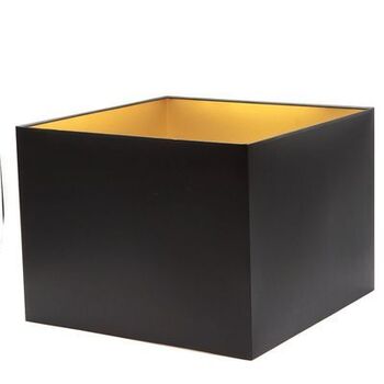 Abat-jour carré en coton noir et or 30 cm hauteur 30 cm