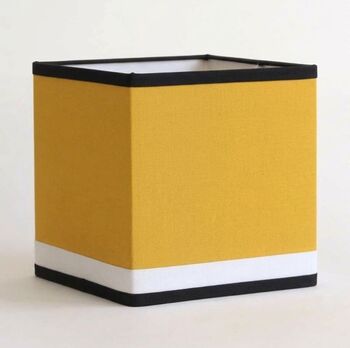 Abat-Jour Carré Déco Jaune Moutarde, Blanc & Noir