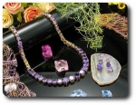 70x10~6mm Purple Amethyst Necklace Earrings Set
