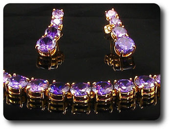 70x10~6mm Purple Amethyst Necklace Earrings Set