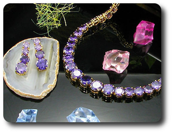 70x10~6mm Purple Amethyst Necklace Earrings Set
