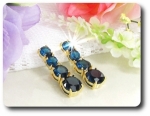 70x10~6mm Blue Sapphire Necklace Earrings Set