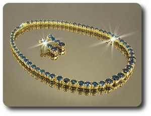 70x10~6mm Blue Sapphire Necklace Earrings Set