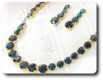 70x10~6mm Blue Sapphire Necklace Earrings Set