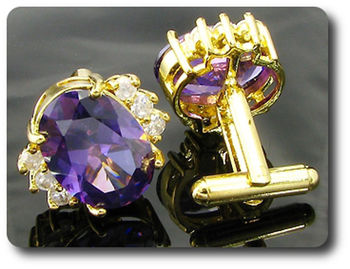 2x18mm Simulated Amethyst Cufflink